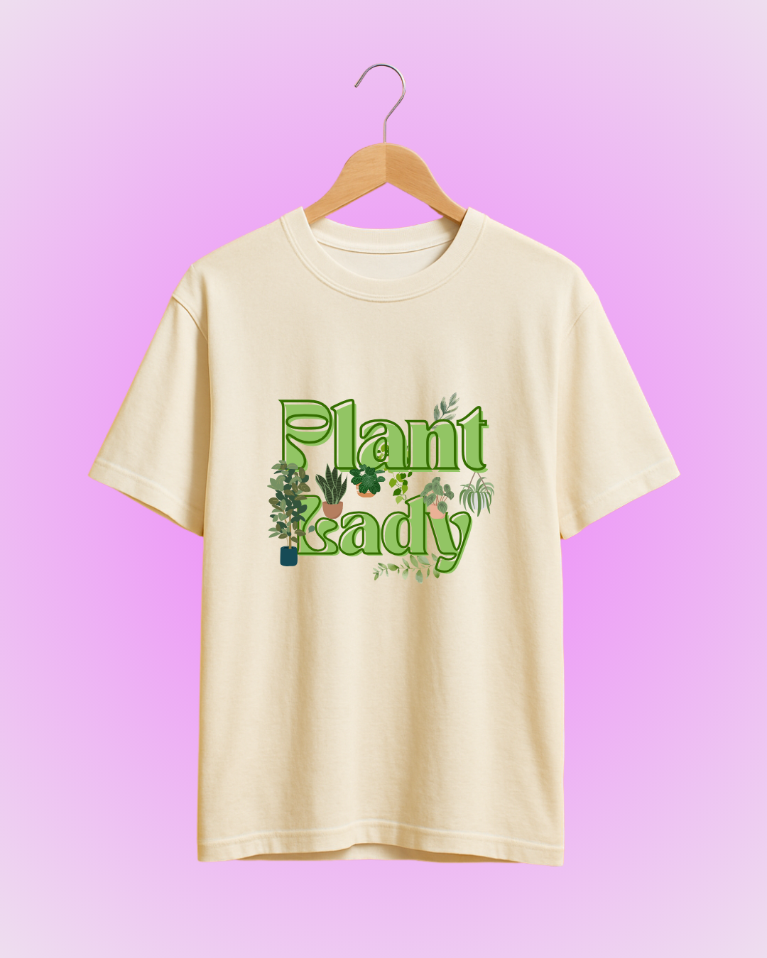 Plant Lady - Off White Relaxed Cotton T-Shirt