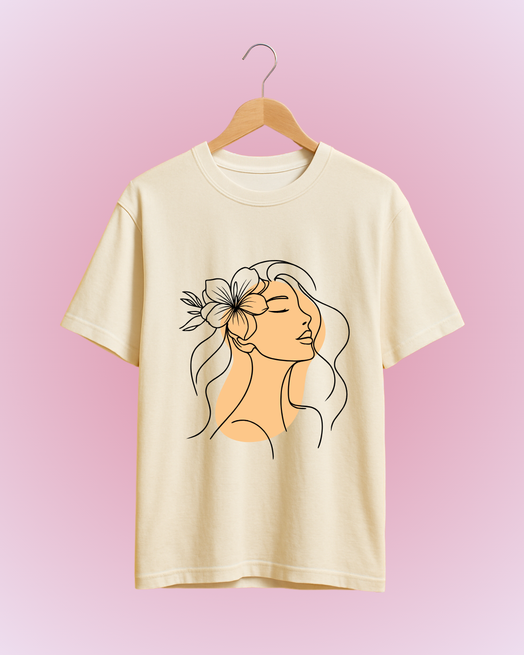 Hawaiian Girl - Off White Relaxed Cotton T-Shirt