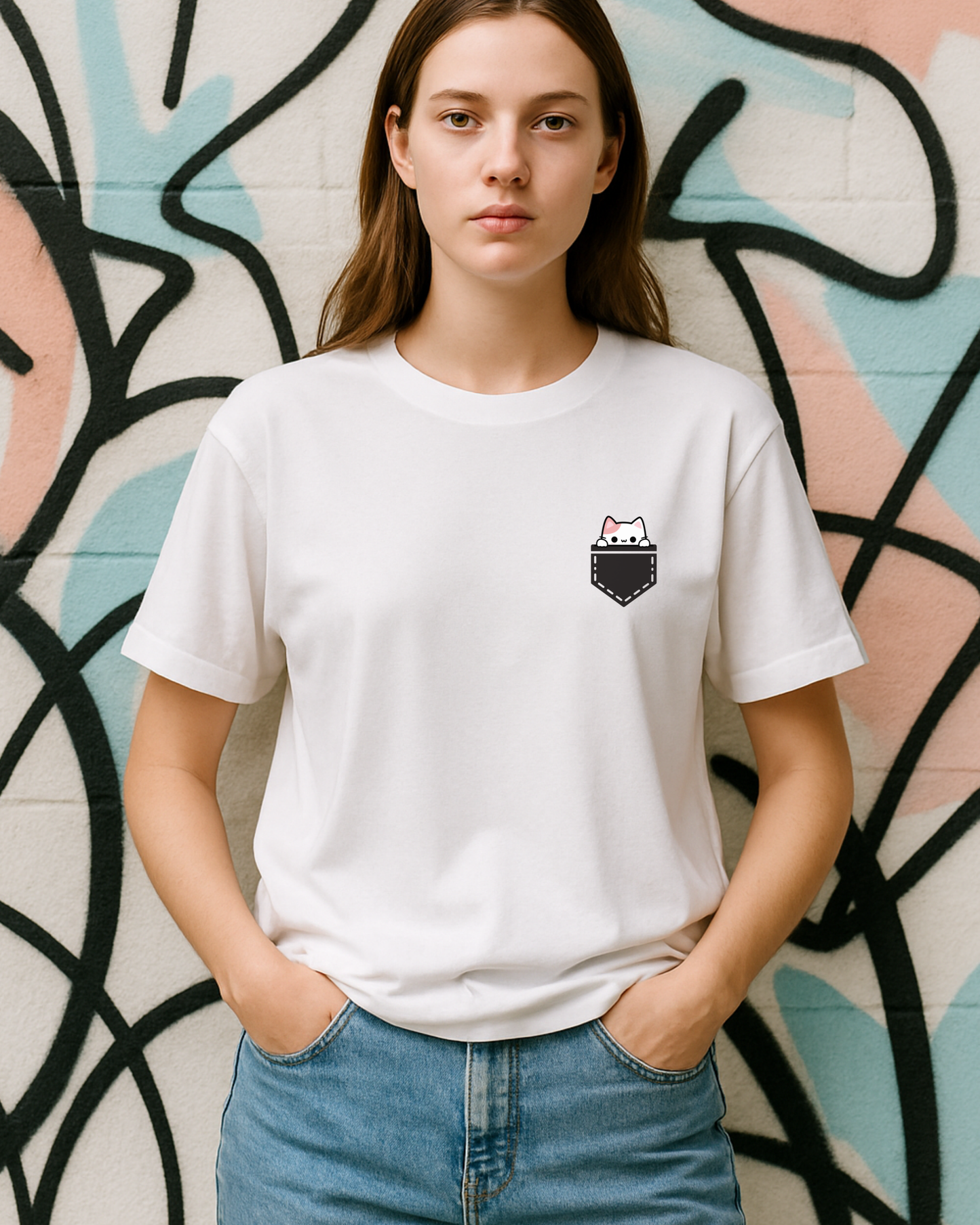Peeking Kitten Pocket Tee