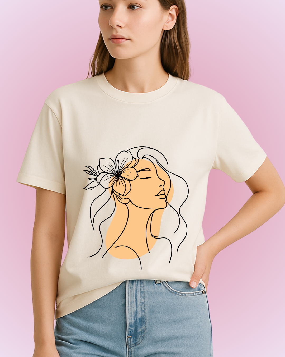 Hawaiian Girl - Off White Relaxed Cotton T-Shirt