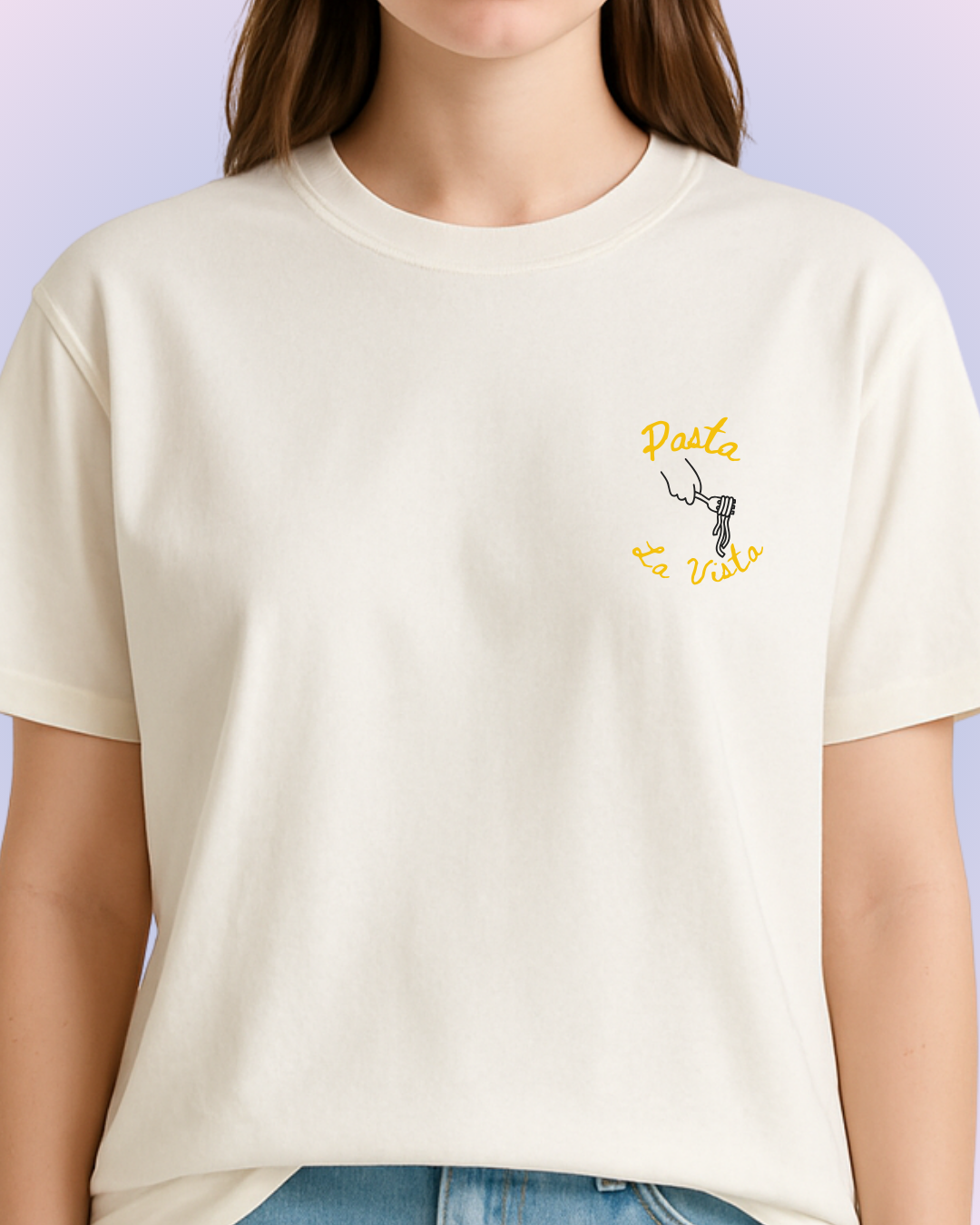 Pasta La Vista - Off White Relaxed Cotton T-Shirt