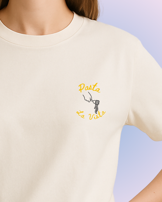 Pasta La Vista - Off White Relaxed Cotton T-Shirt