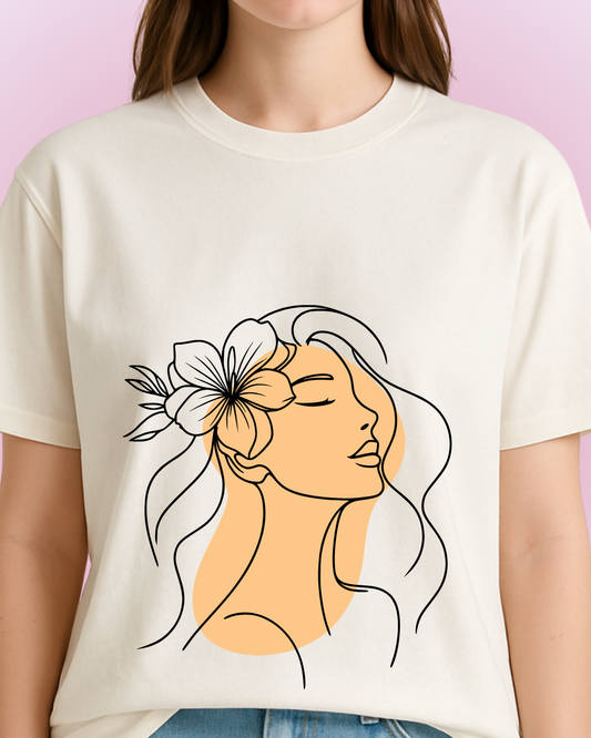 Hawaiian Girl - Off White Relaxed Cotton T-Shirt