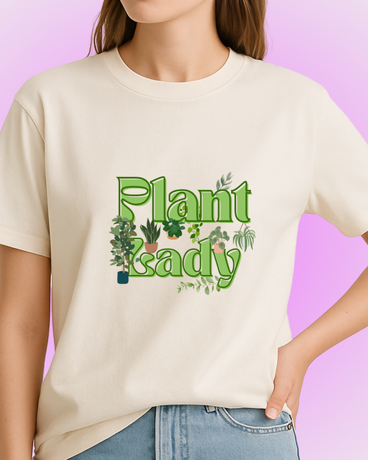Plant Lady - Off White Relaxed Cotton T-Shirt